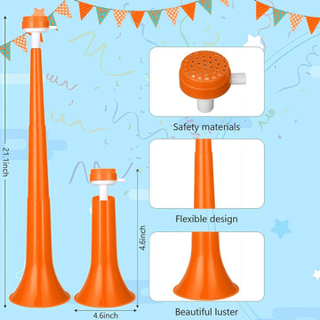 Gcqjoq 6 Pcs Collapsible Stadium Horn, 21 Inch, Plastic Vuvuzela Trumpet Noisemakers For Sports Events, Carnivals, Parties, Oran