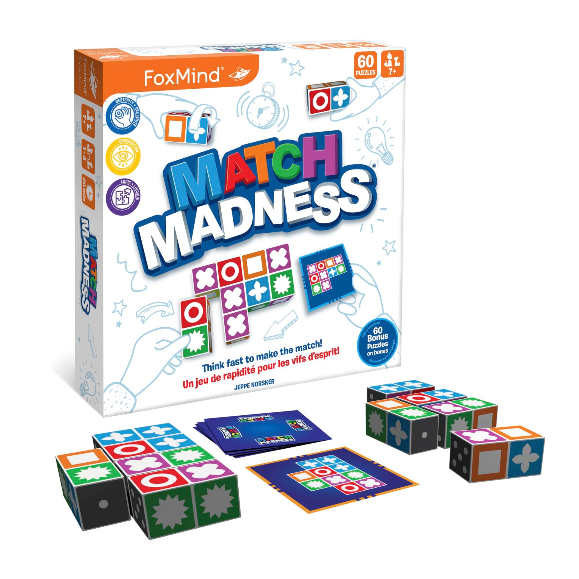 Foxmind Match Madness Board Game - Dual Mode Visual Matching Game for Problem Solving  Fun for mature-themeds and Family