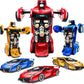 AMENON 3 Pack Transform Toys Robot Car Toys for Boys, 1:36 Automatic Deformation Push and Go Vehicle Toy Race Car for Kids Chris