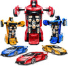 AMENON 3 Pack Transform Toys Robot Car Toys for Boys, 1:36 Automatic Deformation Push and Go Vehicle Toy Race Car for Kids Chris