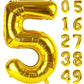 Gold 40 Inch Large Number 5 Birthday Balloon, Five 5Th 15 25 35 50 55 Birthday Celebration Decorations, Foil 5 Mylar Helium Numb