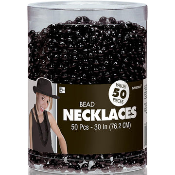 Sparkling Black Metallic Oval Bead Party Necklaces (50 Pcs.) - 30'' - Elegant & Vibrant Accessories - Perfect for Any Occasion
