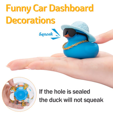 Wonuu Car Accessories Rubber Ducks Dashboard Decorations Rubber Duck Pink Accessories Dashboard Duck Car Decorations Car Ducks For Dashboard Car Duck Car Dashboard Decorations, Bg-Blue-Strawhatblue