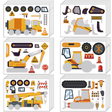 24 Sheets Make Your Own Construction Stickers Make A Face Stickers For Kids Toddlers With Trucks Diy Craft Stickers Kids Truck T
