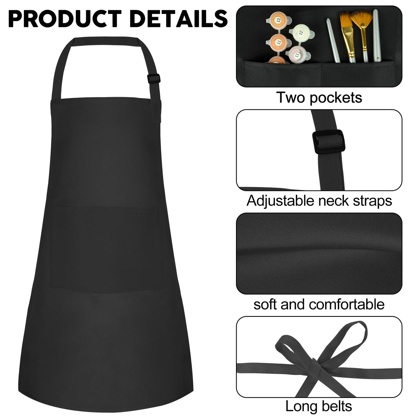 Bouiexye 20 Pack Kids Apron Adjustable Children Apron with 2 Pockets Children Chef Painting Aprons for Cooking Baking Painting C