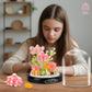 High Godo Flower Bouquet Building Set With Dust Cover, 624Pcs Pink Rose Bonsai Tree Collection Kit, Birthday For Mom Women Girlfriend Adults 12+