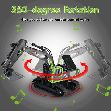 kolegend Remote Control Excavator Toy 16 Inch, 11 Channel RC Construction Vehicles Hydraulic Haulers Digger Toys Gift for 6 7 8