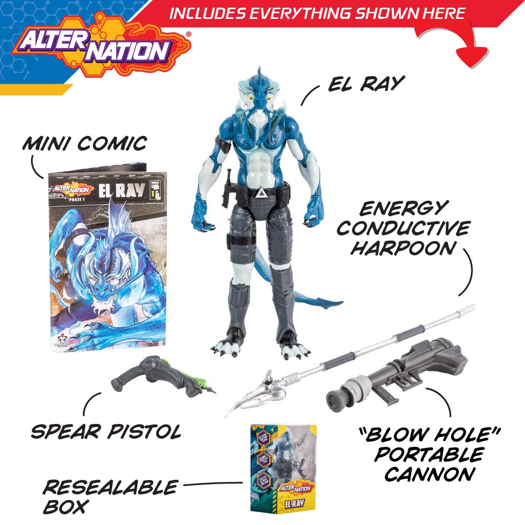 Alter Nation El Ray Human Stingray Electric Eel Hybrid Web Cartoon Dark Horse Comics Graphic Novel Action Figure With    Lightni