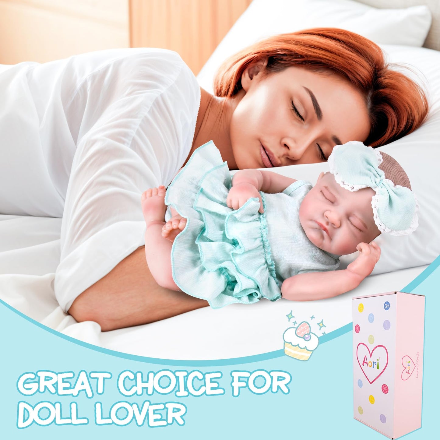 Aori Lifelike Reborn Baby Dolls Real Life Realistic Baby Dolls 20 '' Sleeping Newborn Baby Girl With Doll Accessories For Girls 3+