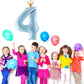 Gifloon Number 4 Balloon With Crown, Large Number Balloons 40 Inch, 4Th Birthday Party Decorations Supplies 4 Year Old Birthday