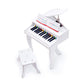 Hape Deluxe White Grand Piano | Thirty Key Piano Toy With Stool, Electronic Keyboard Musical Toy Set For Kids 3 Years+
