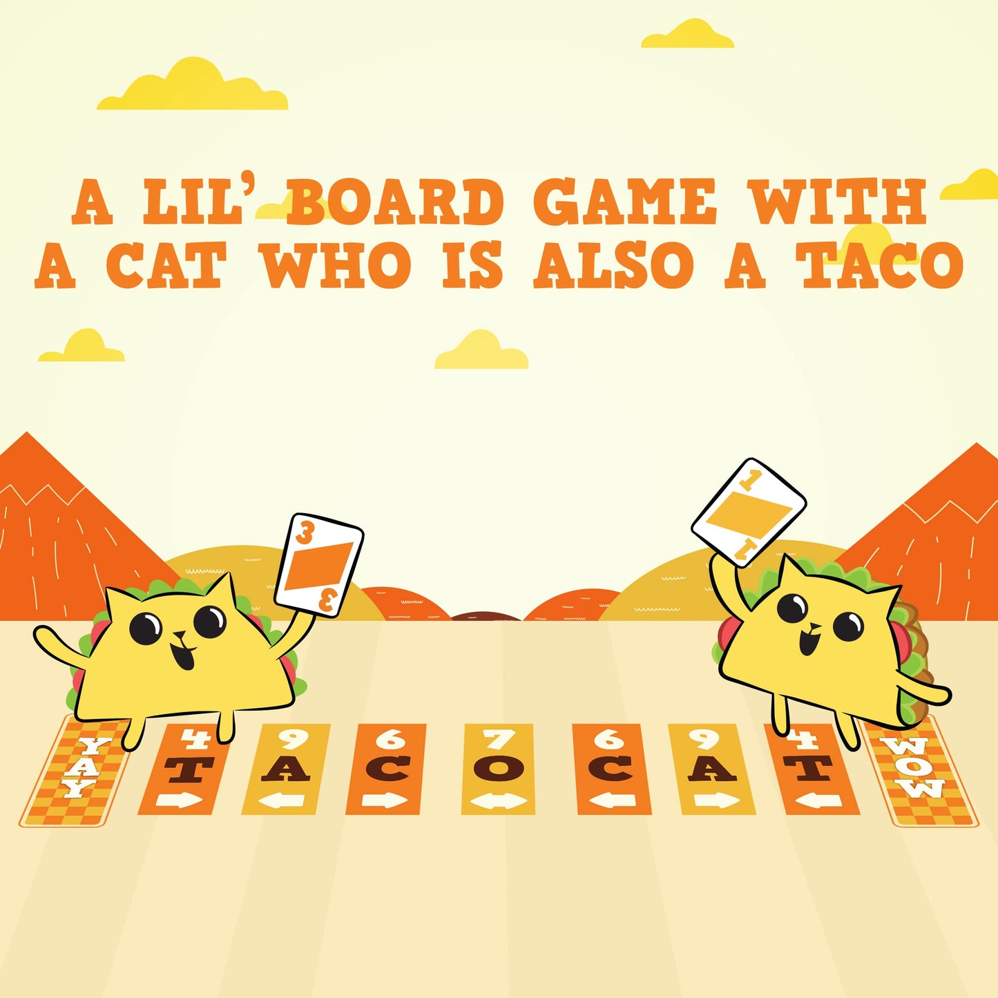 Exploding Kittens Tacocat Spelled Backwards Board Game - 2 Players, Ages 7+, Cardboard, Multicolor, TACO-CORE-1, 15 Minutes to Play