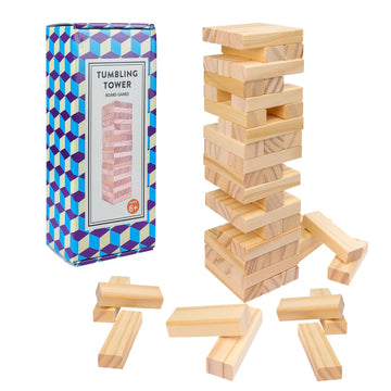 Offelec Wooden Blocks Stacking Tumbling Tower Game For Kids Adults Family 54 Pcs Classic Block Stacking Board Games For Indoor O