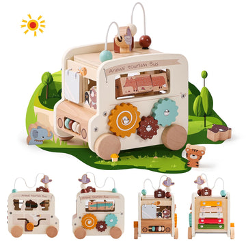Wooden Activity Cube 8-In-1 Montessori Toys | Multifunctional Early Educational Learning Toys | Activity Cube For Baby Shape Sor