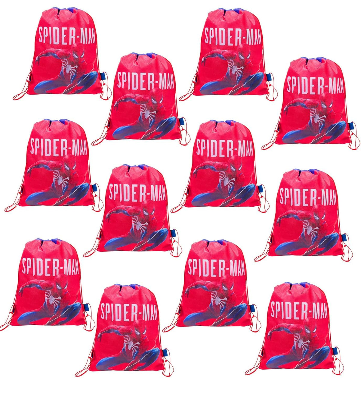 SV Traders Birthday Party Return Gifts Pack Of 6 Pcs Non Woven Spiderr Man Theme Printed Drawstring Bag For Boys/Girls/Kids Part