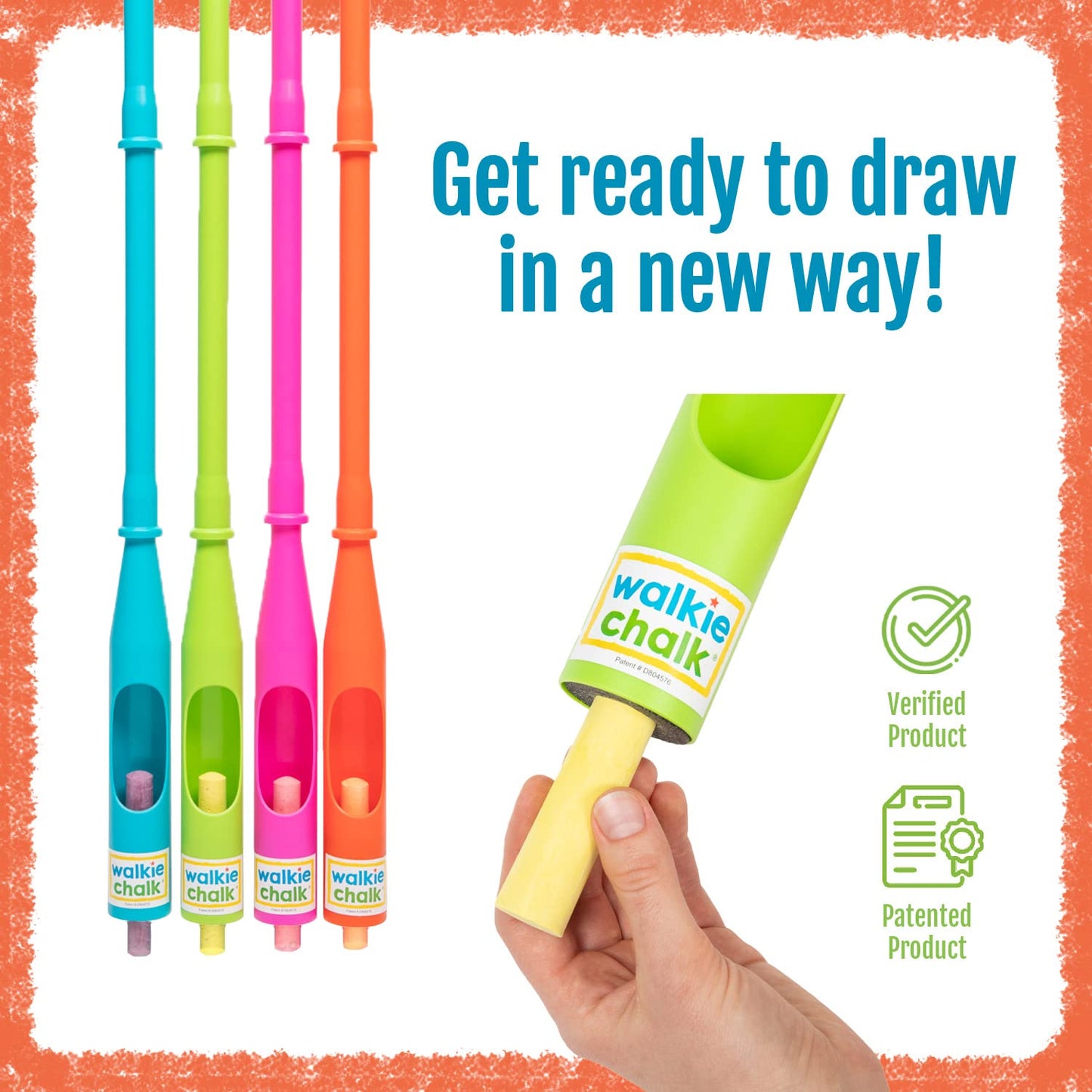 Walkie Chalk Stand-up Sidewalk Chalk Holder, (Lime), Creative Outdoor Toys for Kids and Adults Including 2X Chalks, Street Art &