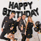 Black Happy Birthday Balloons Banner 16 Inch, Foil Balloons Personalized Name Letters Balloons Sign Birthday Party Decorations F