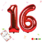 Smlpuame 40 Inch Number Balloon 0-9 Red Large Number 16 Balloons,Digital Balloons For Birthday Party Celebration Decorations Sup