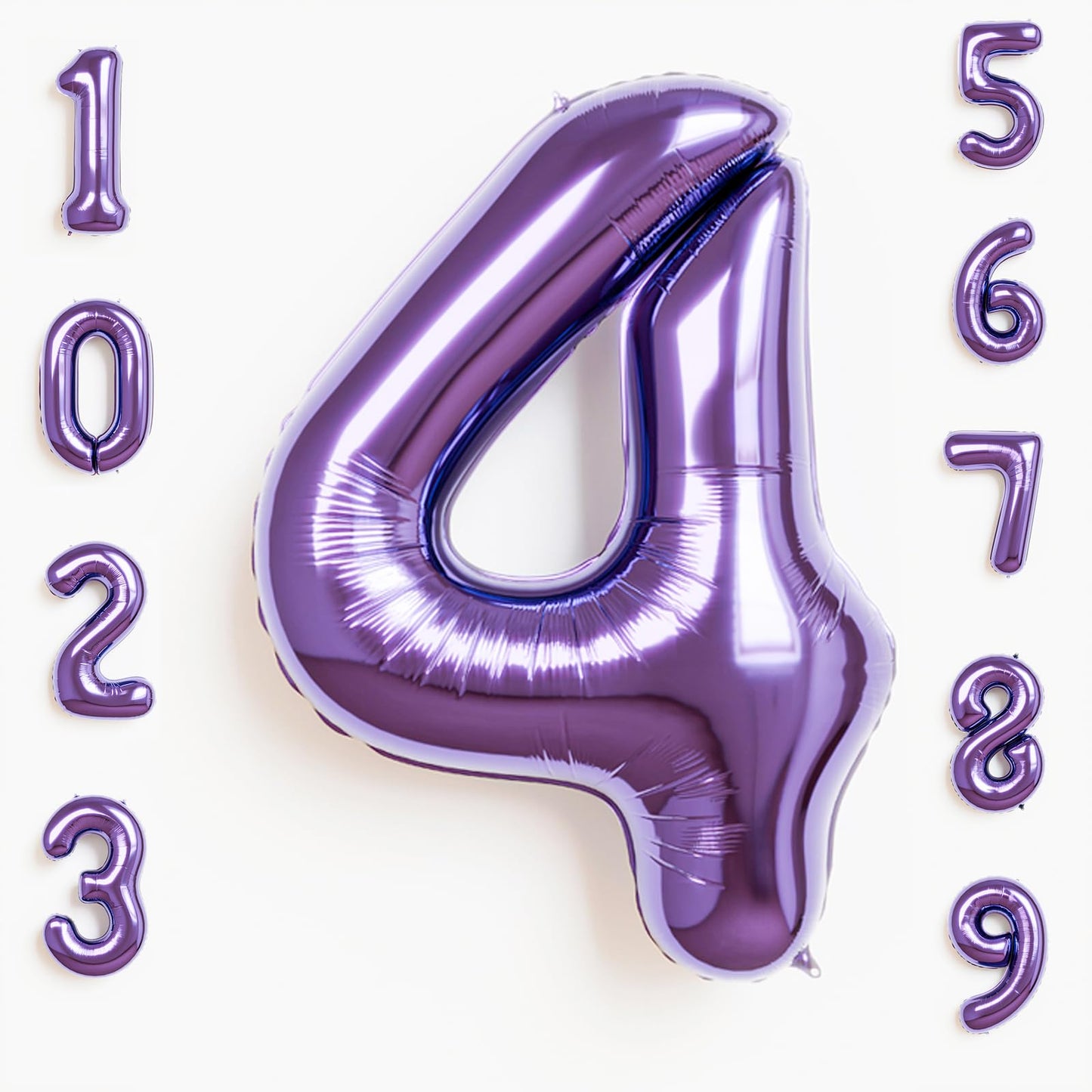Rainbowq Party 4 Balloon Number 40 Inch For Boy Or Girl Big Purple 0-9 Foil Mylar Large 4 Number Balloon Happy 4Th Birthday Part