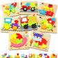 Yetonamr Wooden Toddler Puzzles Gifts Toys For 1 2 3 Years Old Boys Girls, 8 Vehicle Shape Montessori Toys Educational Blocks Kids Toys Gift Baby Learning Toy Age 1-3, 2-4