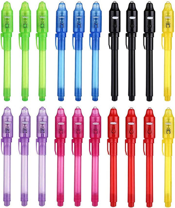 Dazspirit 20Pcs Invisible Ink Pens With Uv Light Party Bag Fillers For Boys And Girls, Magic Pen Disappearing Ink For Kids, Uv L
