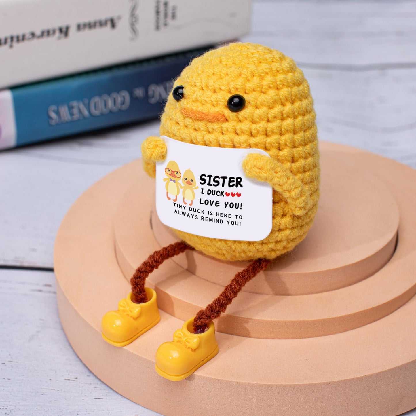 Artlunar Gifts For Sister Funny Long Legged Positive Duck Emotional Support Crochet Gifts With Sister I Love You Inspirational C