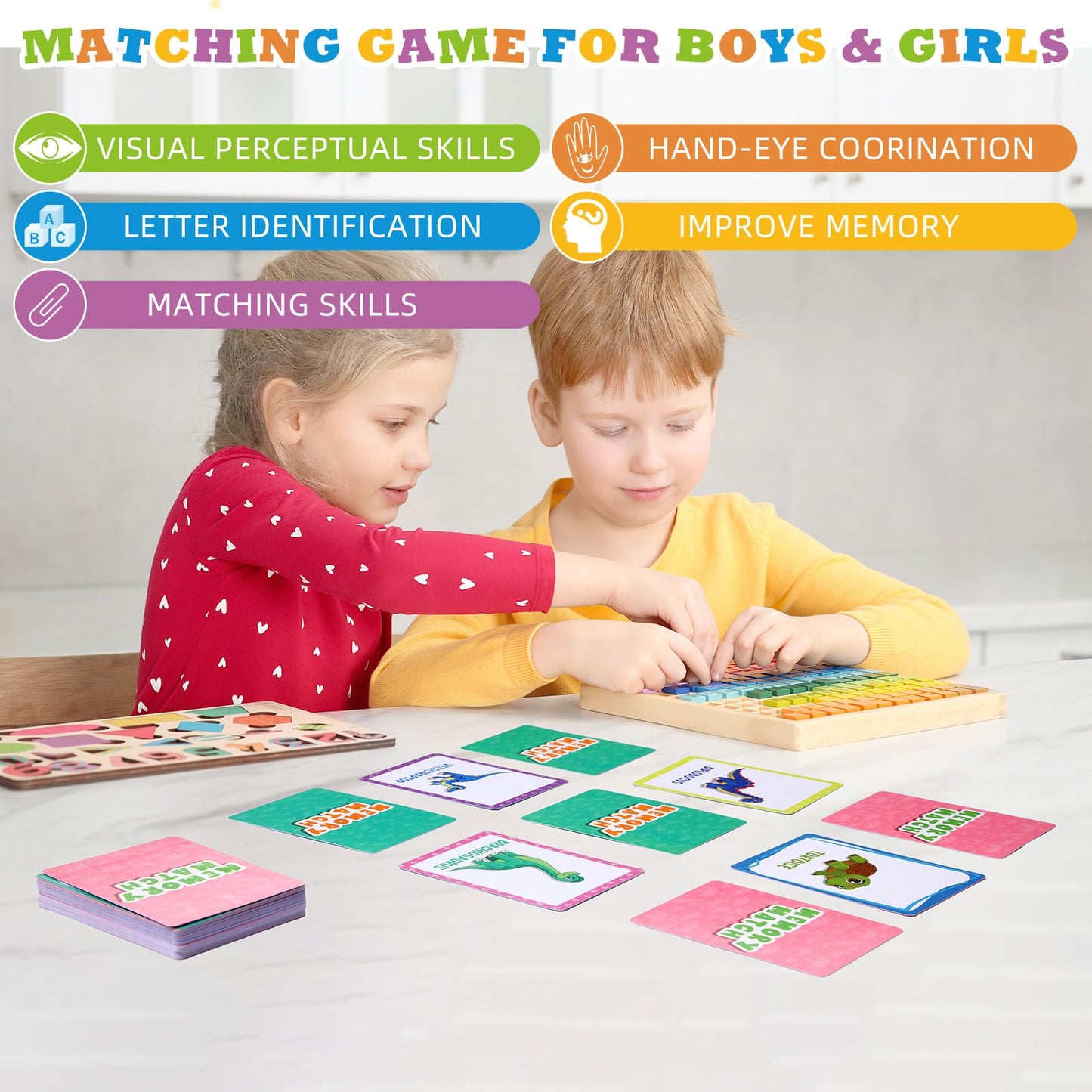 Zubebe 4 Sets Memory Matching Game For Kids Memory Match Fun Matching Game Educational Toys For Family Game Night, Party Favors,