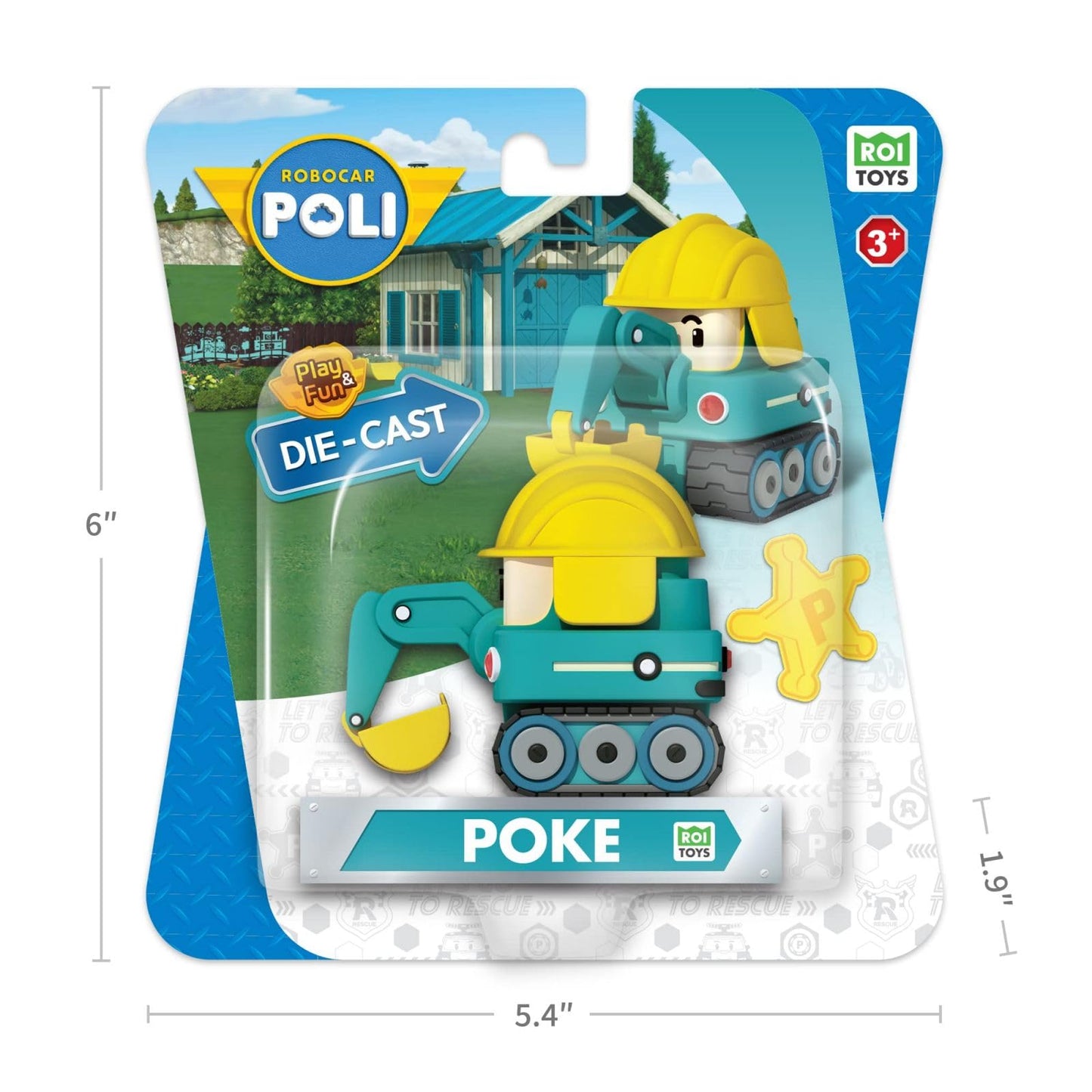 Robocar Poli, Poke DIE-CAST Metal Toy Cars, Excavator Construction Vehicle Toys (Non-Transforming Diecast Figure Vehicles), Kids