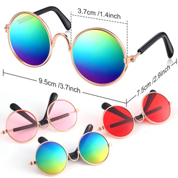 3 Pairs Doll Glasses Metal Wire Rim Clear Lens Eyewear Fabric Doll Dress Up Eyeglasses Mini Dolls Costume Accessories For 18 Inch And Other Item Dolls (3.14 Inch Colorful, Fit For 18 Inch Doll)