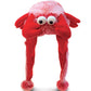 Puzzled Red Lobster Plush Hat - Super Soft and Cozy Fleece Hat With Ear Flaps, Funny Party Costume Toy for Kids & Teens - One Si