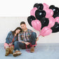 TONIFUL 30Pcs 18 Inch Pink Black Heart Balloons Valentines Day Heart Shape Foil Mylar Balloons Decoration for Romantic Valentine