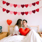 4 Pack Felt Heart Banner Valentines Day Garland, Red Pink Heart Banner, Heart Garland Hanging for Valentines Day Anniversary Wed