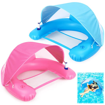 Glikceil 2 Pcs Large Pool Floats With Canopy For Adult, Xl Inflatable Floating Chair For Pool Swimming Pool Floats Adults With A