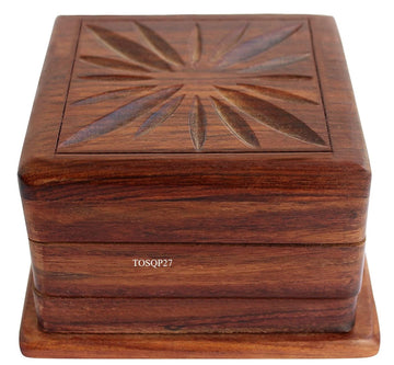 TOSQP27 Secret Box Brainteaser Puzzle Case, 4-Inch Rosewood Storage Organizer, Unique Gift for Her, Girlfriend, Men