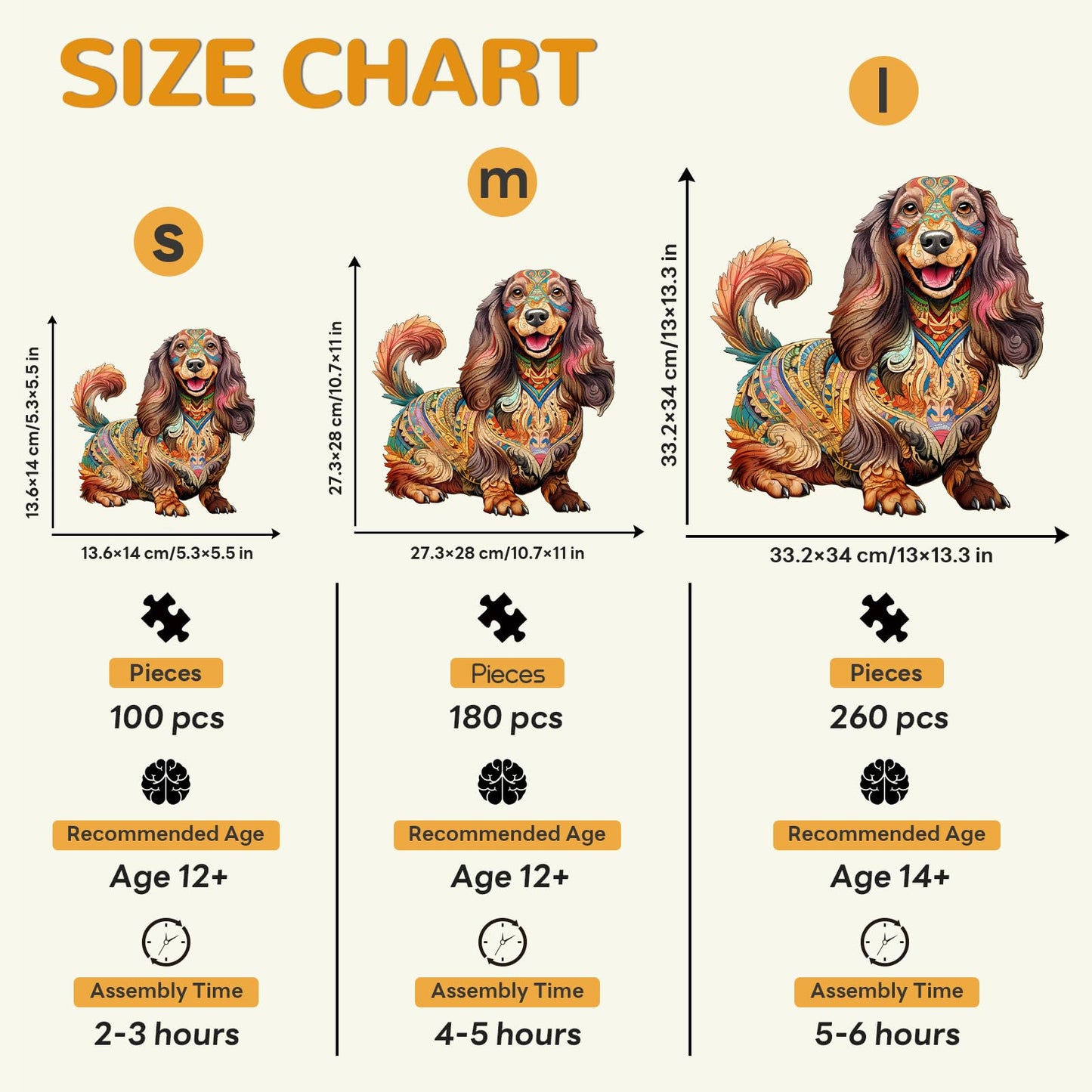 Wooden Puzzle For Adults, Long-Haired Dachshund Dog Wooden Jigsaw Puzzle, Unique Shape Animal Wood Puzzles With Beautiful Box, F
