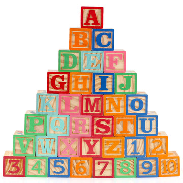 Gemileo Wooden Abc Toy Building Blocks For Toddlers 1-3 36 Pcs Wood Alphabet Number Blocks For Stacking Learning Preschool Educa