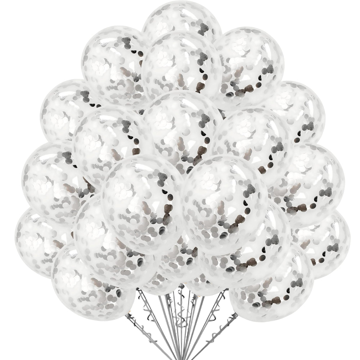 Mystic Toy Store 20 Pcs Confetti Balloons for Birthday Decoration Kit Silver Boys Girls Kids Men Women Pack Items Itm Set Pre Fi