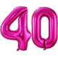 Hot Pink 40 Balloon Numbers,40 Inch 40 Birthday Balloon Foil Mylar Number 40 Balloon Large Dark Pink Number Balloons For Birthday Party Anniversary Festival Decorations