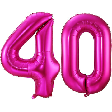 Hot Pink 40 Balloon Numbers,40 Inch 40 Birthday Balloon Foil Mylar Number 40 Balloon Large Dark Pink Number Balloons For Birthday Party Anniversary Festival Decorations