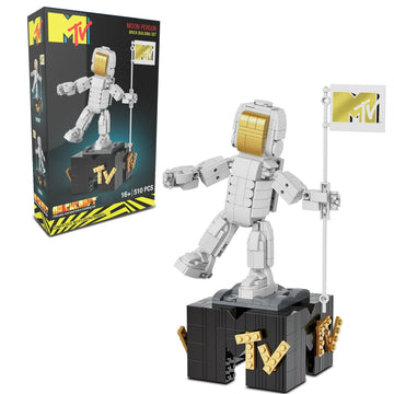 Brickcraft MTV Moon Person Building Set - 510 Pieces, White Plastic, 10.25" Tall - Officially Licensed Collectible Model for Music Fans
