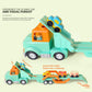 Transport Car Carrier Truck Toys for 2 3 4 5 Years Old Kids, 24 inches Foldable Track Trailer with Light & Sound Effects, 4pcs S