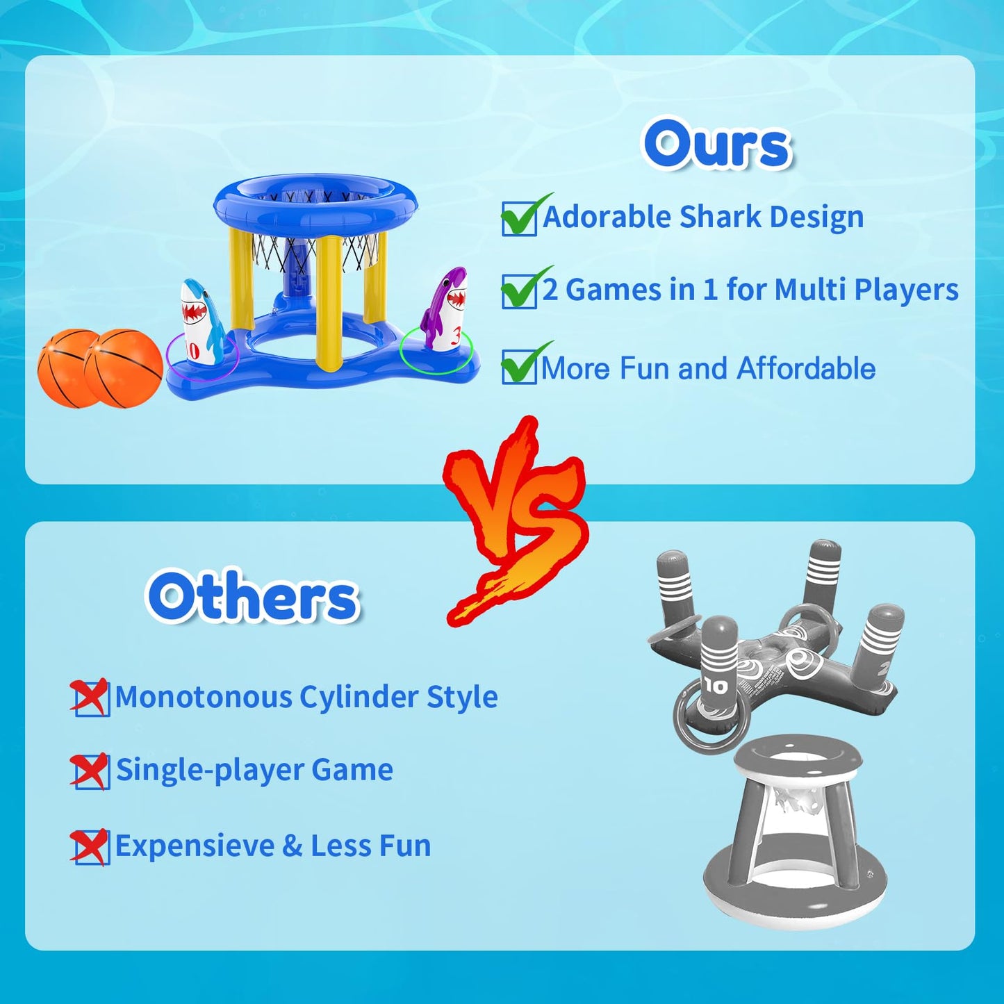 Uniqhia Pool Games Toys Set for Kids, Floating Pool Basketball Hoops & Pool Ring Toss Game, Swimming Pool Toys for Kids Ages 4-8