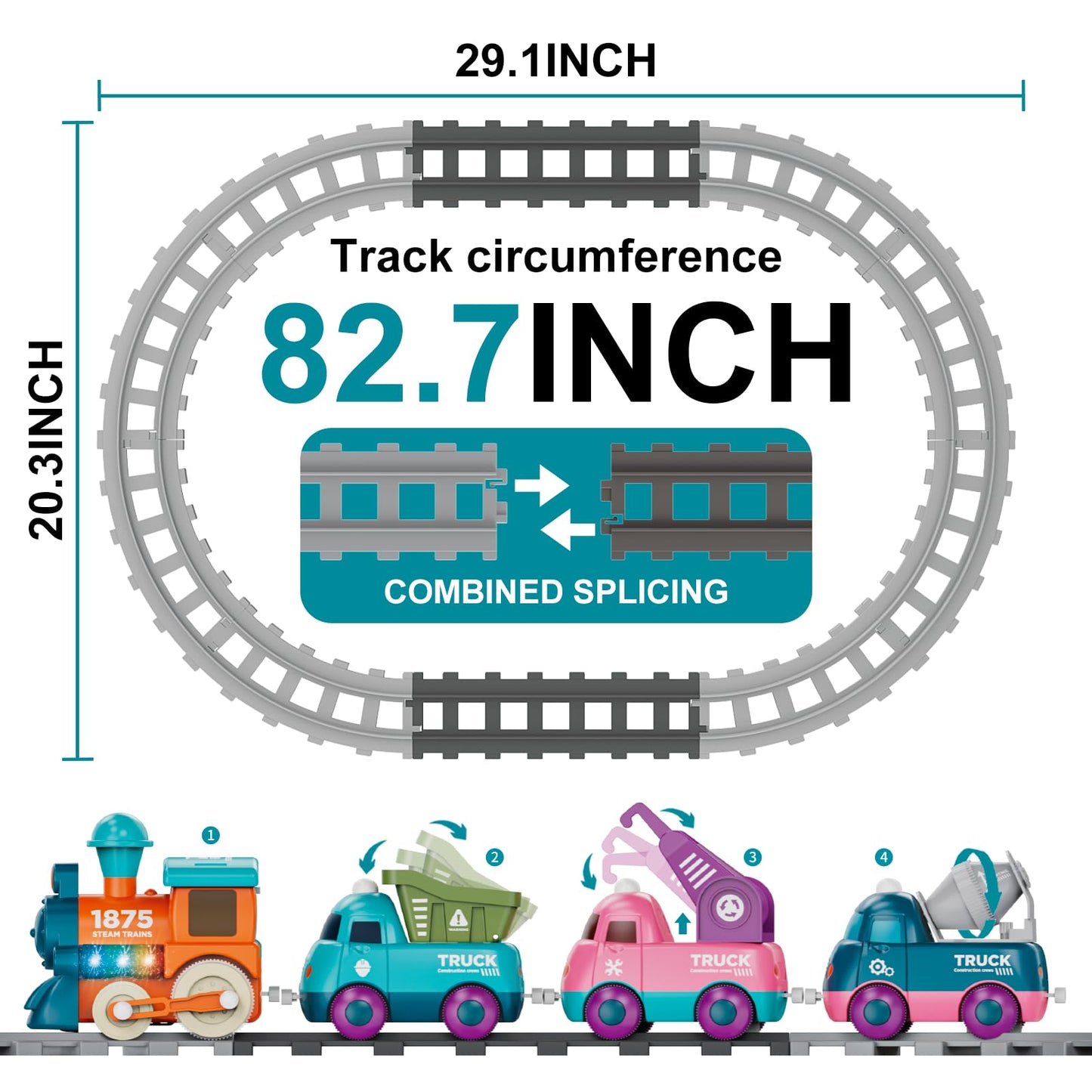 Lipneaed Train Set For Toddlers, Magnetic Train Toys For Toddlers 3+ Electric Train Set With Train Tracks Accessories Battery Op