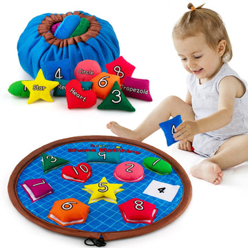 Beetoy Shapes Bean Bags Matching Game - Toddler Preschool Learning Activities Memory For Numbers, Shapes, Colors, Words, Preschool Classroom Must Haves Learning Toys For Toddlers (10Pcs) (Multicolor)