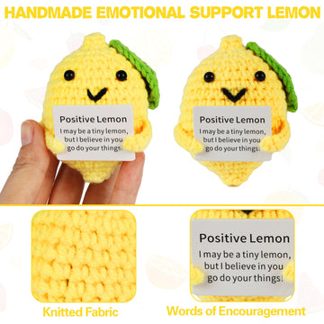 Dafuriet Mini Funny Positive Potato, 3 Inch Knitted Wool Doll With Positive Card For Cheer Up Gifts And Party Decorations, Cute Wool Positive Potato Crochet Doll For Birthday Gifts (Lemon)