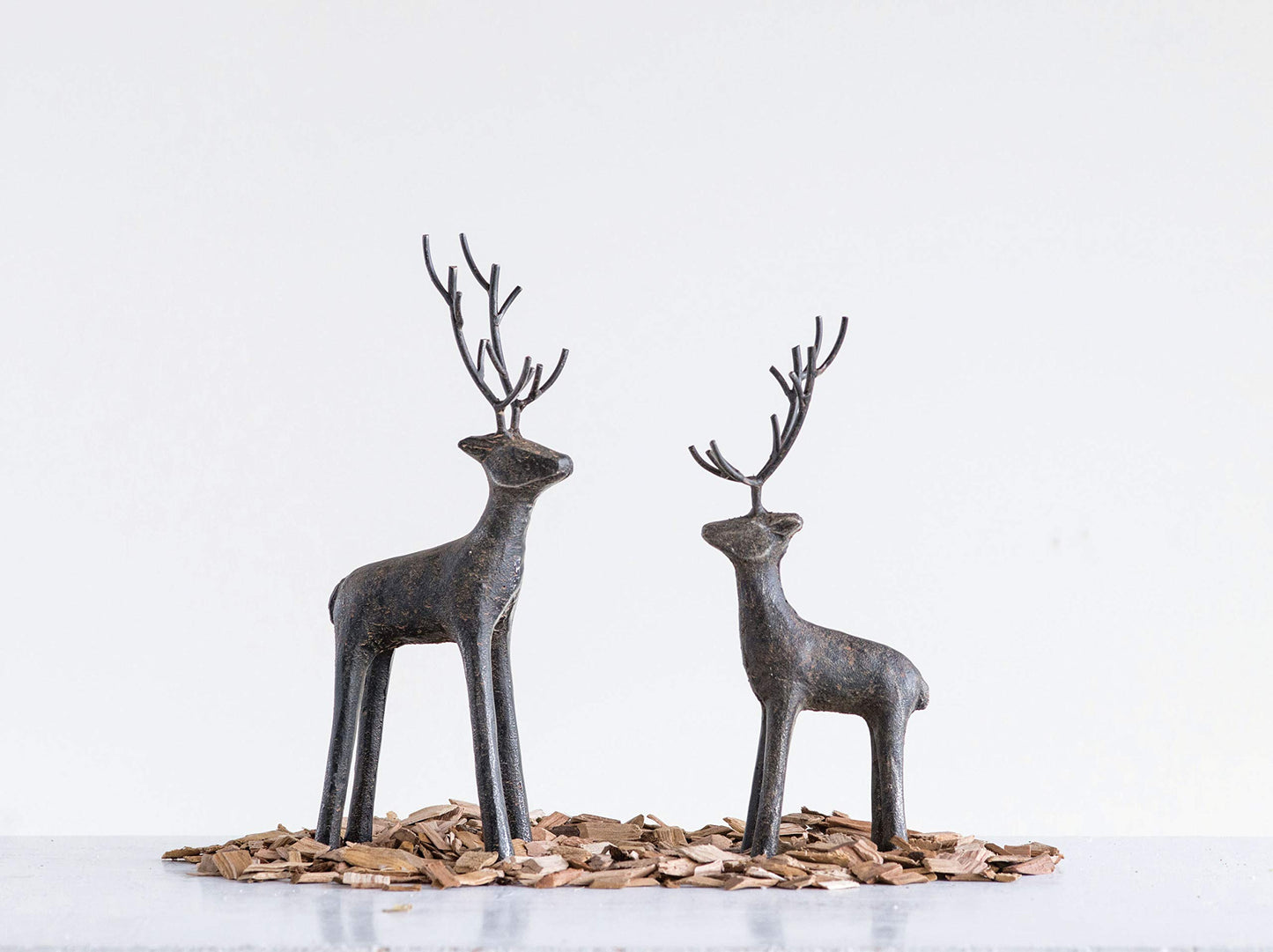 Creative Co-Op Metal Standing Deer Figures And Figurines, Grey