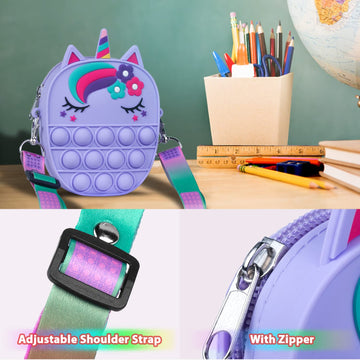 Sichy Pop Bag it Fidget Purse for Girls & Women with Unicorn Pop Toy, Anti Stress Silicone Poppet Bag