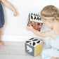 Wee Gallery Soft Block, Baby Sensory Toy With High-Contrast Graphics, Organic Soft Fabric Soft Blocks, Crinkle Flap And Textures