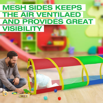 Play Tunnel For Toddlers 1-3, Kids Tunnel Crawling Indoor Outdoor Mesh See Through Pop Up Play Tent Crawl Tunnel Sensory Toy For
