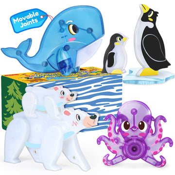 Oriate Magnet Arctic Animals for Magnetic Tiles, 6pcs Movable Joints Zoo Animals for Magnetic Blocks, Animal Toys Compatible wit